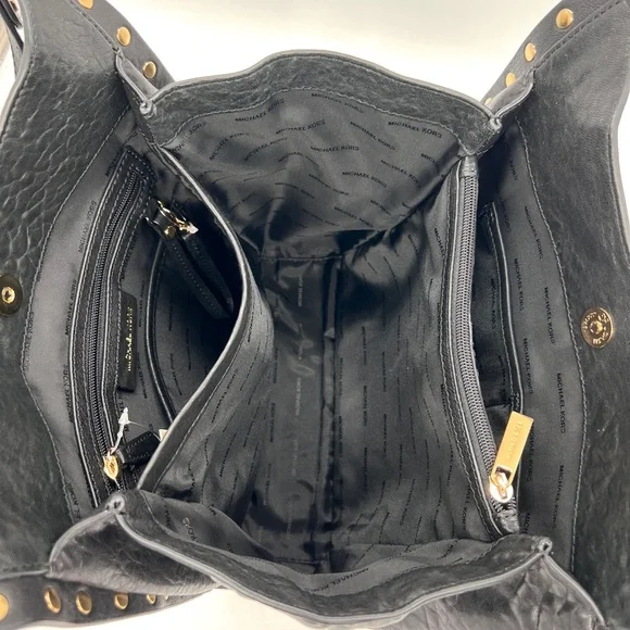 Michael Kors Black Studded Leather Hobo Bag - Picture 6 of 13